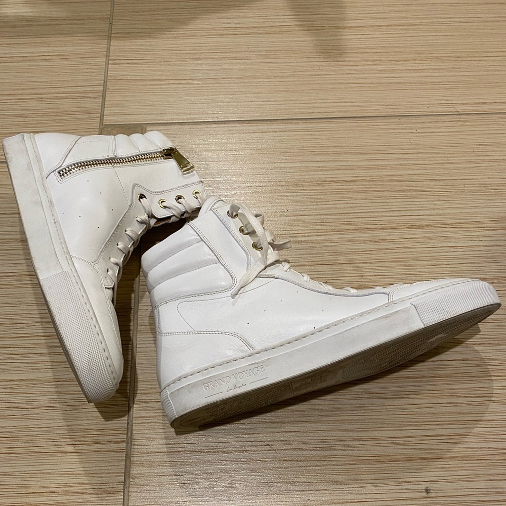 Grand Voyage Los Angeles Made in Italy White Hightop Leather Sneakers